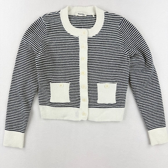 SANDRO Peny Sweater Size S Womens White Stripes, Nautical - Picture 1 of 8